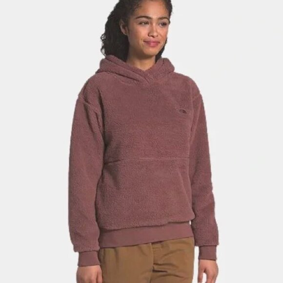 The North Face Womens Dunraven Mauve Mocha Sherpa Cropped Hoodie Sz Small - Picture 1 of 16